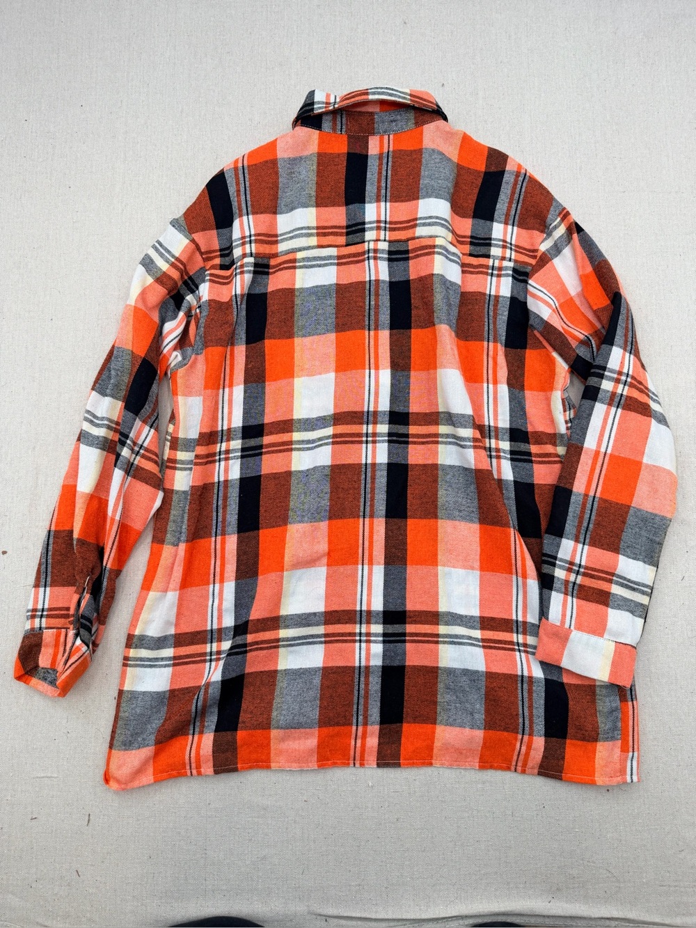 Flamingals Orange Plaid Button-Up Shacket - Picture 5 of 5